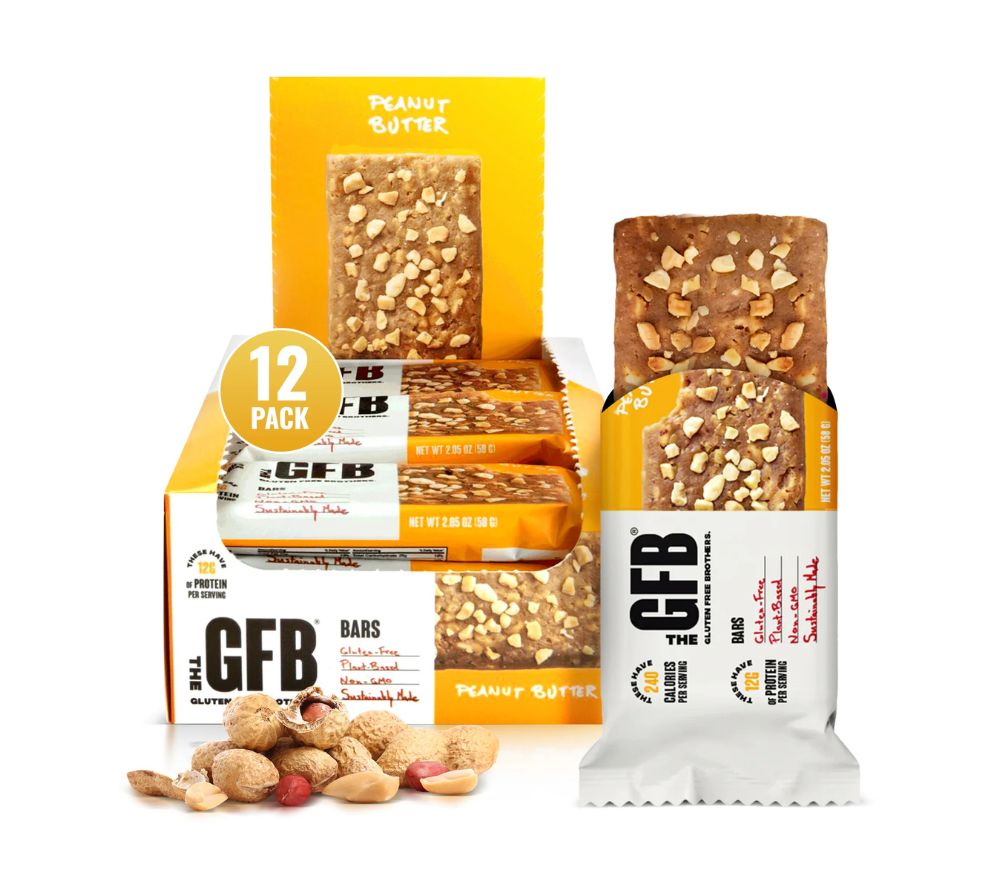 Peanut Butter Bar von The Gluten Free Brothers – vegan, glutenfrei & proteinreich. Cremig-nussiger Riegel aus natürlichen Zutaten. Jetzt probieren bei Madevegan.