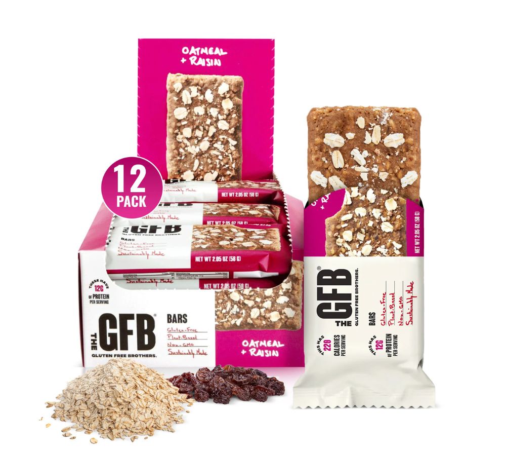 Oatmeal Raisin Bar von The Gluten Free Brothers – vegan, glutenfrei & proteinreich. Hafer, Rosinen & purer Genuss. Jetzt kaufen bei Madevegan.