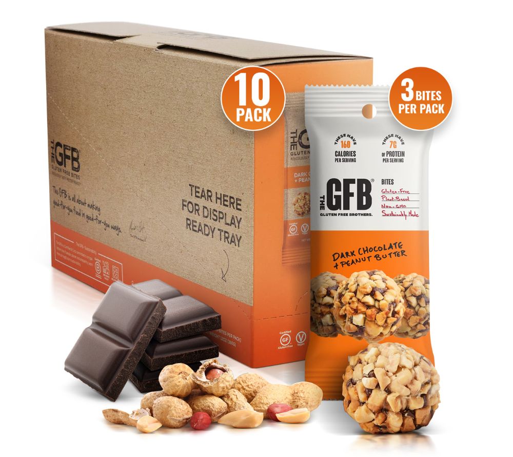 Dark Chocolate Peanut Butter Bites – veganer Protein-Snack mit Schokolade & Erdnussbutter. Glutenfrei & non-GMO. Jetzt entdecken bei Madevegan.