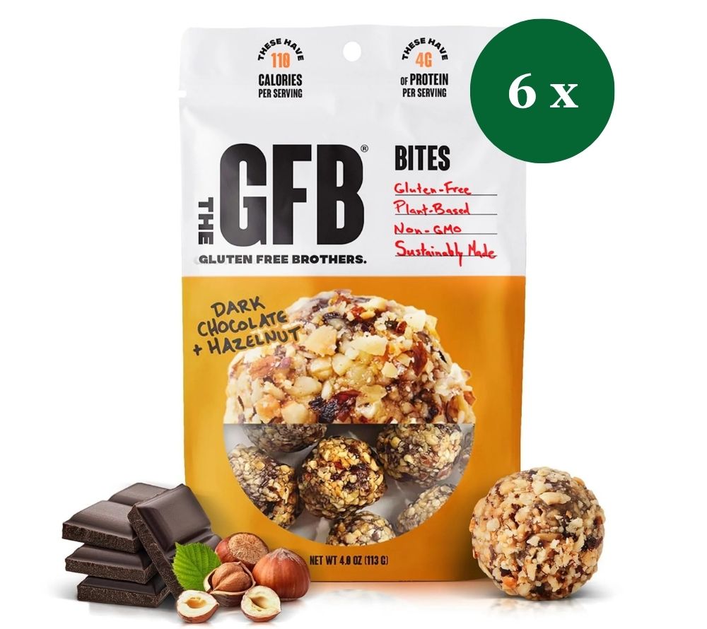 Dark Chocolate Hazelnut Bites – veganer Snack mit Haselnuss & dunkler Schokolade. Glutenfrei & proteinreich. Jetzt online bestellen bei Madevegan.