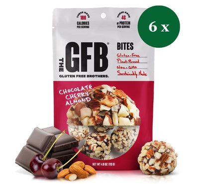Chocolate Cherry Almond Bites – vegan, glutenfrei & proteinreich. Mit Kirschen, Mandeln & Zartbitterschokolade. Jetzt kaufen bei Madevegan.