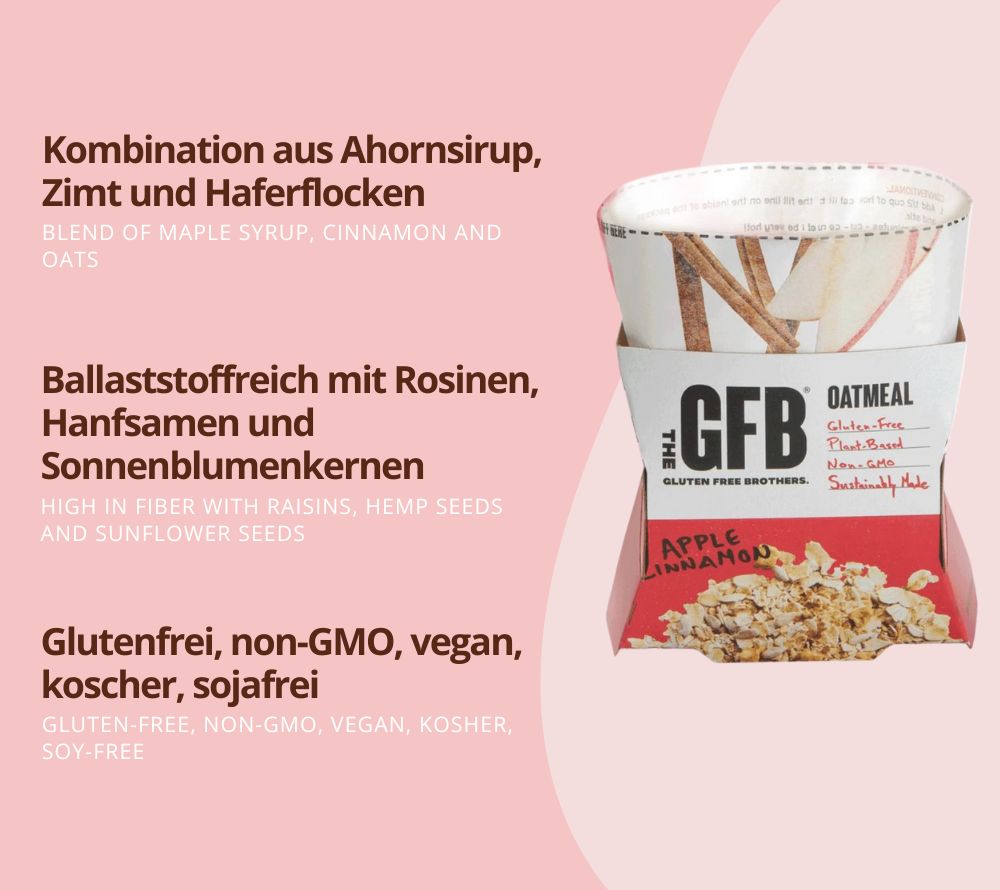 Apple Cinnamon Oatmeal – veganes Frühstück mit Apfel & Zimt. Glutenfrei, proteinreich & natürlich lecker. Jetzt online bestellen bei Madevegan.