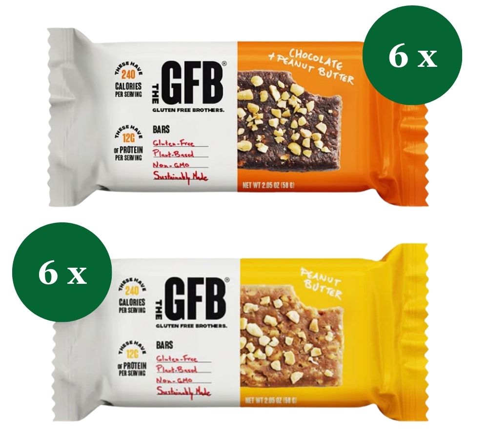Variety Pack Bars – 12 vegane Proteinriegel mit Peanut Butter & Chocolate Peanut Butter. Glutenfrei & non-GMO. Jetzt kaufen bei Madevegan.