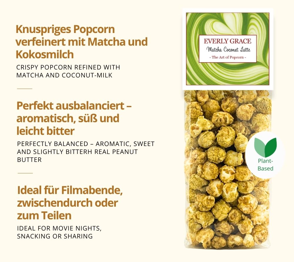 Knuspriges Popcorn verfeinert mit Matcha und Kokosmilch