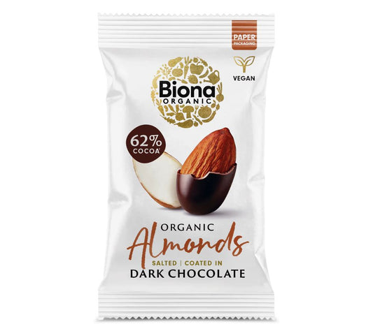 Dark Chocolate Coated Almonds in Bio-Qualität von Biona (30 g Beutel)