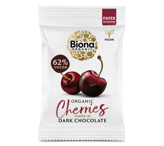 Dark Chocolate Coated Cherries in Bio-Qualität von Biona (45 g Beutel)