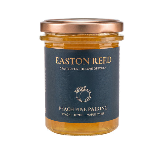 Peach Fine Pairing von Easton Reed kaufen – Pfirsich-Chutney mit Thymian & Ahornsirup. Vegan, fruchtig-süß & perfekt für BBQ, Pancakes und Käseplatten.