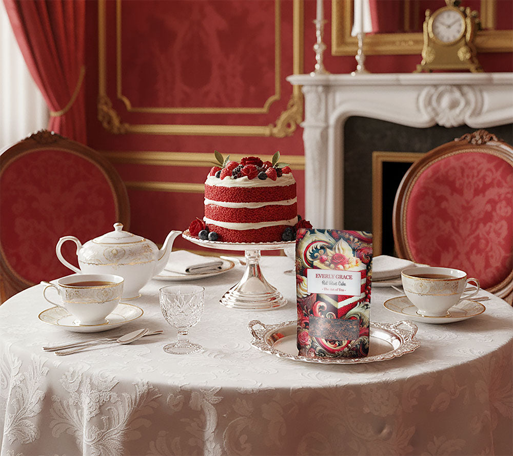 Everly Grace Red Velvet Tea – Bio-Tee mit Kakaonoten & warmen Gewürzen. Jetzt online kaufen bei MadeVegan für besondere Genussmomente voller Stil.