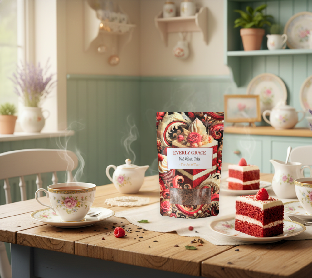 Everly Grace Red Velvet Tea – Bio-Tee mit Kakaonoten & warmen Gewürzen. Jetzt online kaufen bei MadeVegan für besondere Genussmomente voller Stil.