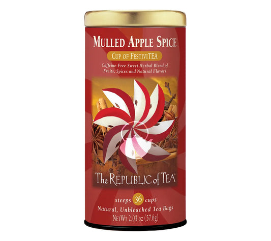Mulled Apple Spice von Republic of Tea | Direkt aus den USA | Koffeinfreier Früchtetee mit Zimt, Orangenschale, Apfel, Nelken und Piment