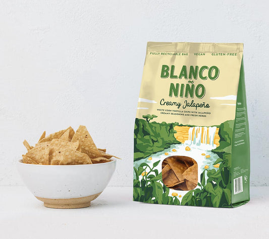 Tortilla Chips Creamy Jalapeño Chips von Blanco Niño entdecken | 100 % vegan & glutenfrei | nach aztekischer Methode hergestellt | EU-weiter Versand