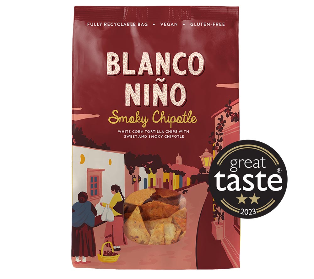 Smoky Chipotle Tortilla Chips von Blanco Niño entdecken | 100 % vegan & glutenfrei | nach aztekischer Methode hergestellt | EU-weiter Versand