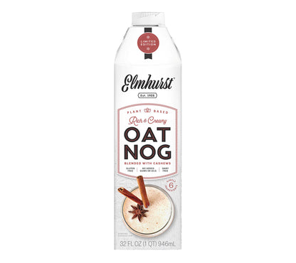 OatNog von Elmhurst | Cremiger Wintergenuss aus Hafer und Cashews verzaubert Deine Festtage | 100% pflanzlich, natürlich | Entdecke die vegane Alternative!
