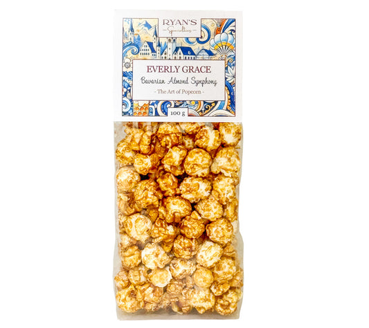 Popcorn Bavarian Almond Symphony von Everly Grace | pflanzliche Zutaten | handgefertigt | bringt bayrisches Volksfest-Flair in Deine Küche