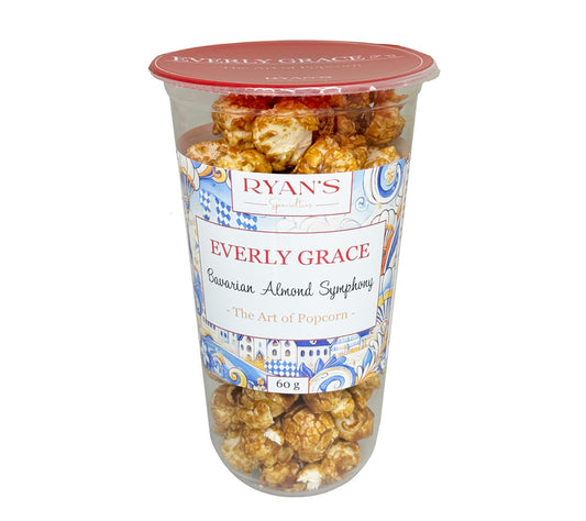 Popcorn Bavarian Almond Symphony von Everly Grace | pflanzliche Zutaten | handgefertigt | bringt bayrisches Volksfest-Flair in Deine Küche