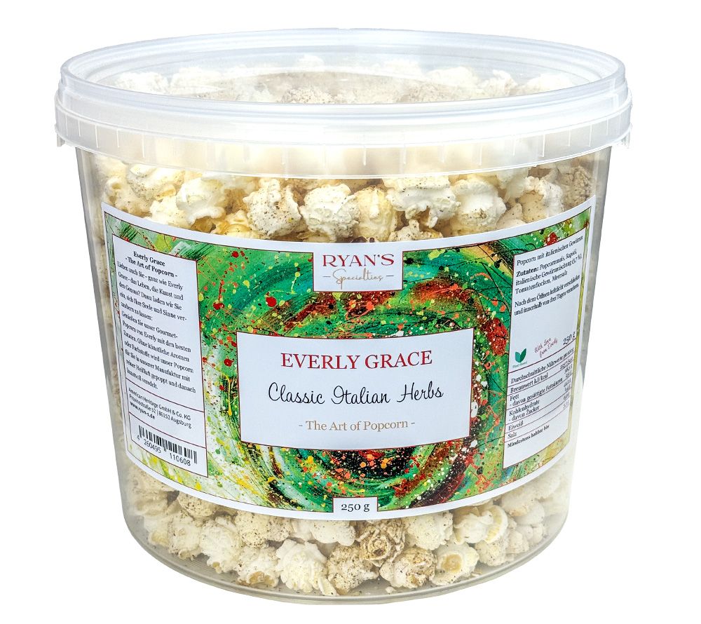 Aromatisches Gourmet-Popcorn Classic Italian Herbs von Everly Grace ☆ mit italienischen Kräutern ☆ hohe Qualität ☆ 100 % vegan ☆ Jetzt probieren!