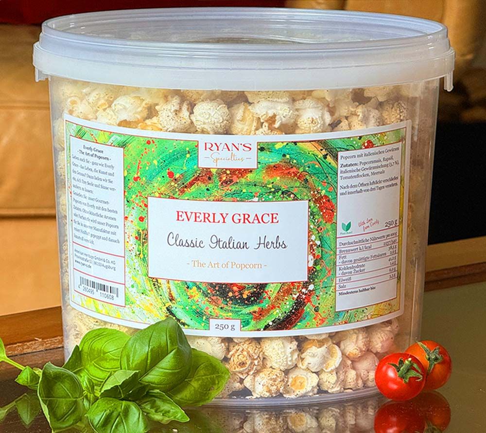 Aromatisches Gourmet-Popcorn Classic Italian Herbs von Everly Grace ☆ mit italienischen Kräutern ☆ hohe Qualität ☆ 100 % vegan ☆ Jetzt probieren!