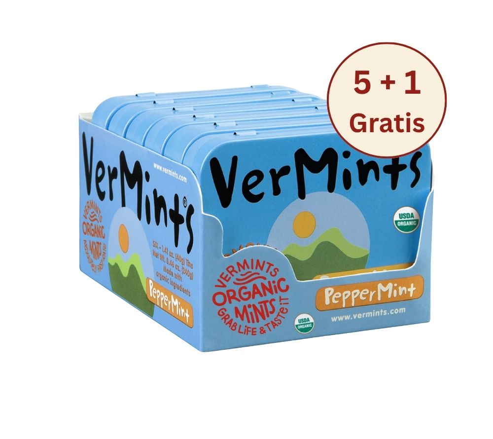 Vegane Minzpastillen von VerMints in verschiedenen Geschmacksrichtungen ♥ Glutenfrei & bio-zertifiziert ✓ frischer Atem ✓ 100 % vegan ✓ Jetzt probieren!