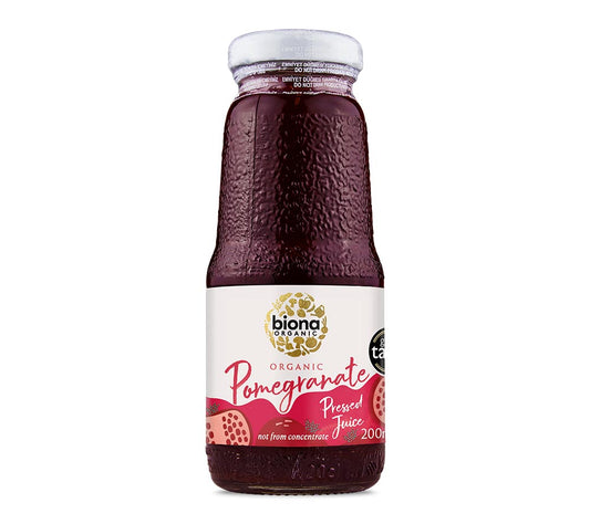Pomegranate Juice von Biona kaufen | 100% reiner Saft ohne Konzentrat aus Bio-Granatäpfeln | Ideal zum Frühstück und Sommergetränk | EU-weiter Versand