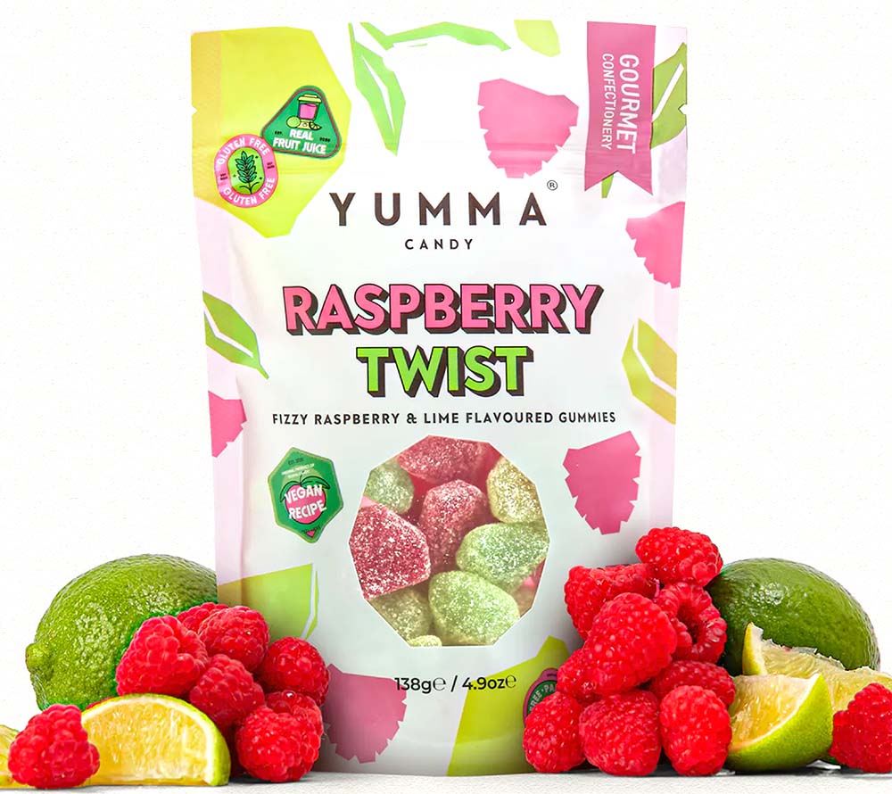 Raspberry Twist von Yumma Candy kaufen 🌱 vegane Geschmacksexplosion aus süß und sauer 🌱 erlebe das volle Geschmackserlebnis