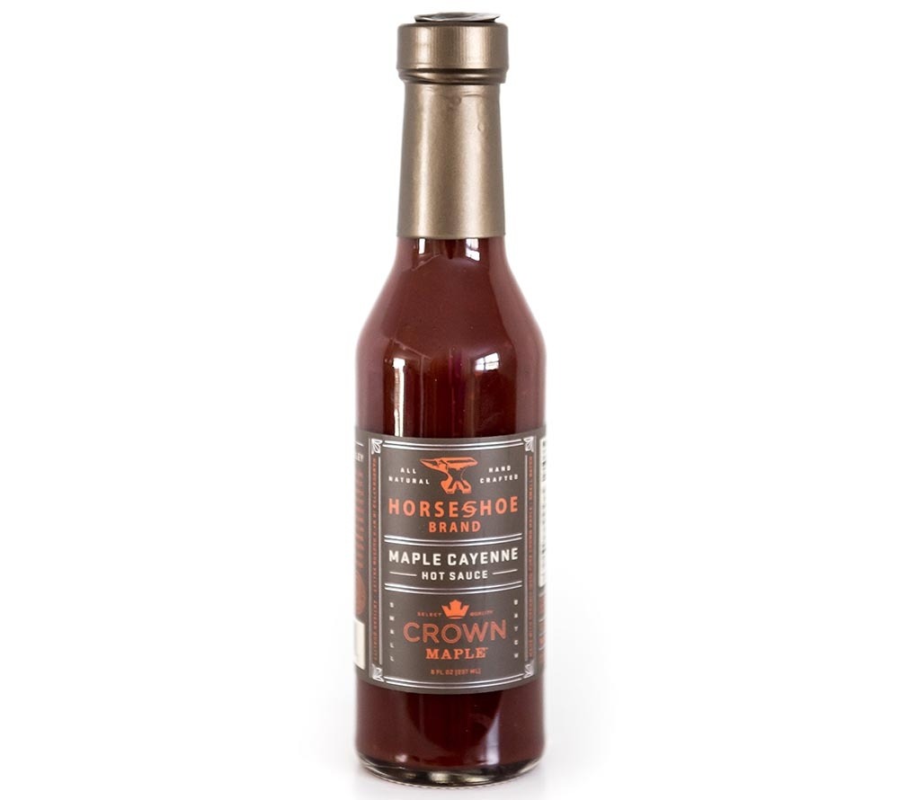 Vegane Grillsauce Maple Cayenne Hot Sauce mit Ahornsirup von Horseshoe Brand