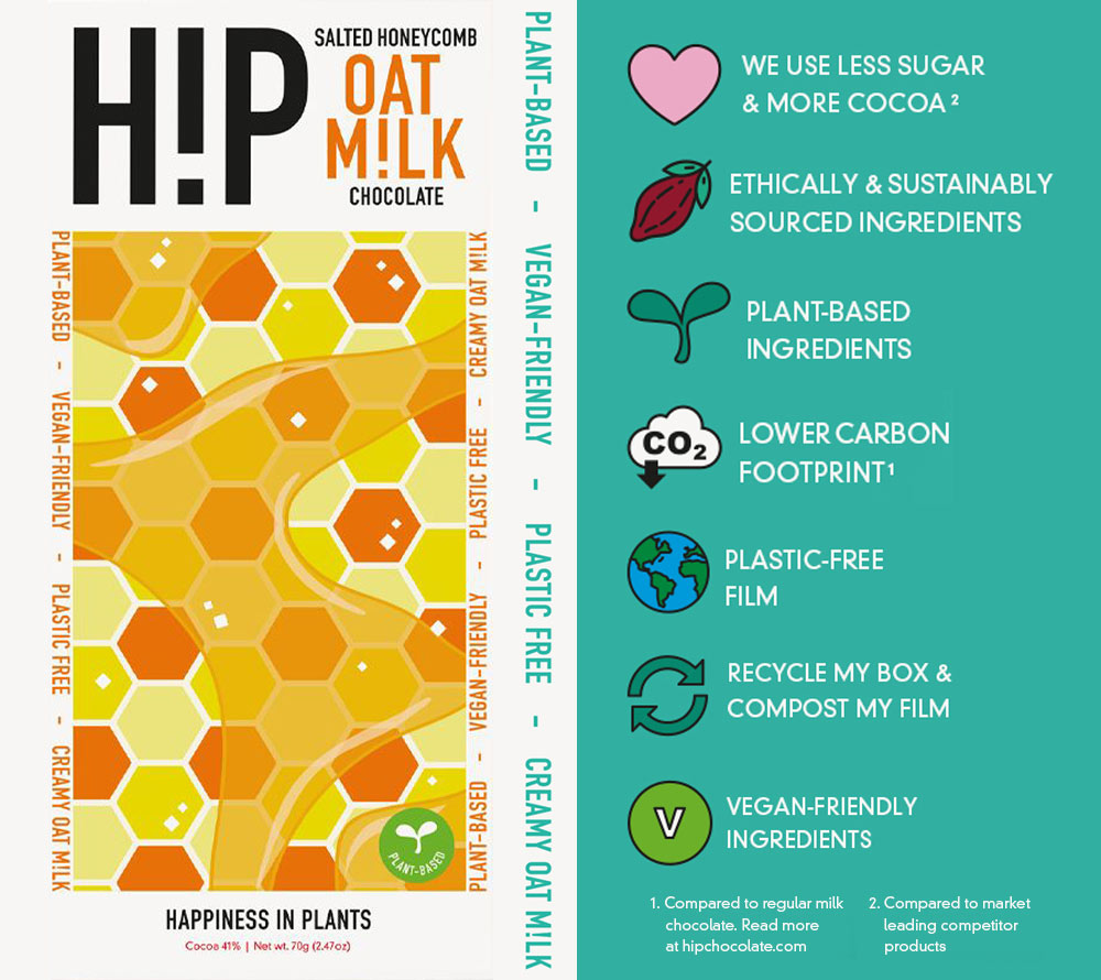 Vegane Schokolade Honeycomb von H!P Oat Milk Chocolate